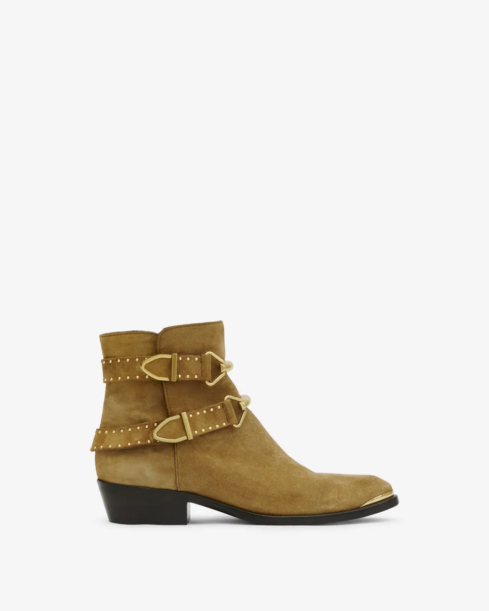Isabel Marant Zalya boots taupe cuir talon 3 cm