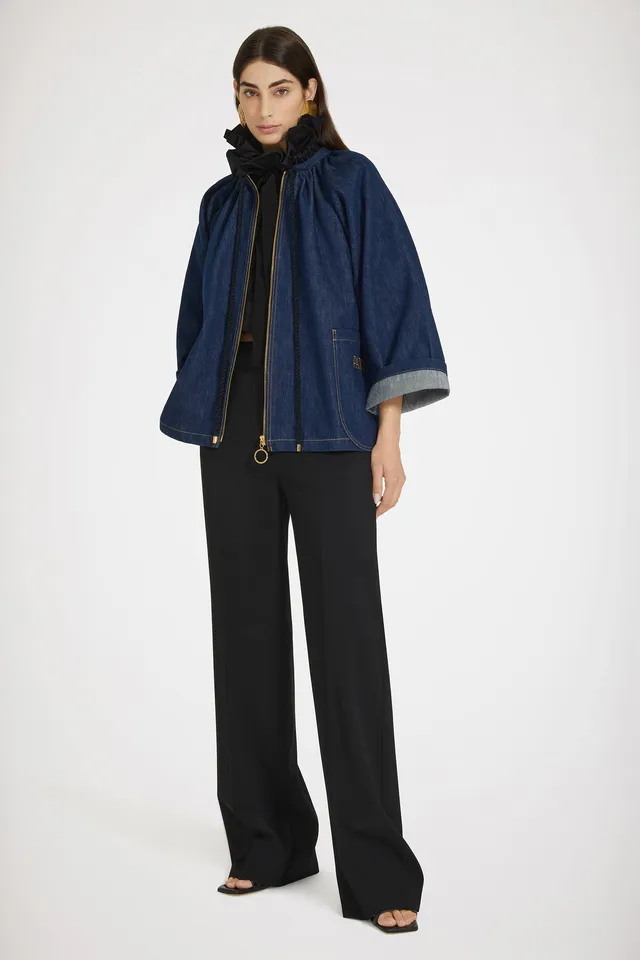 Patou P24OU0260008602D veste jean bleu denim bio