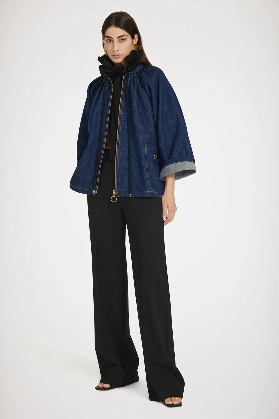 Patou P24OU0260008602D veste jean bleu denim bio
