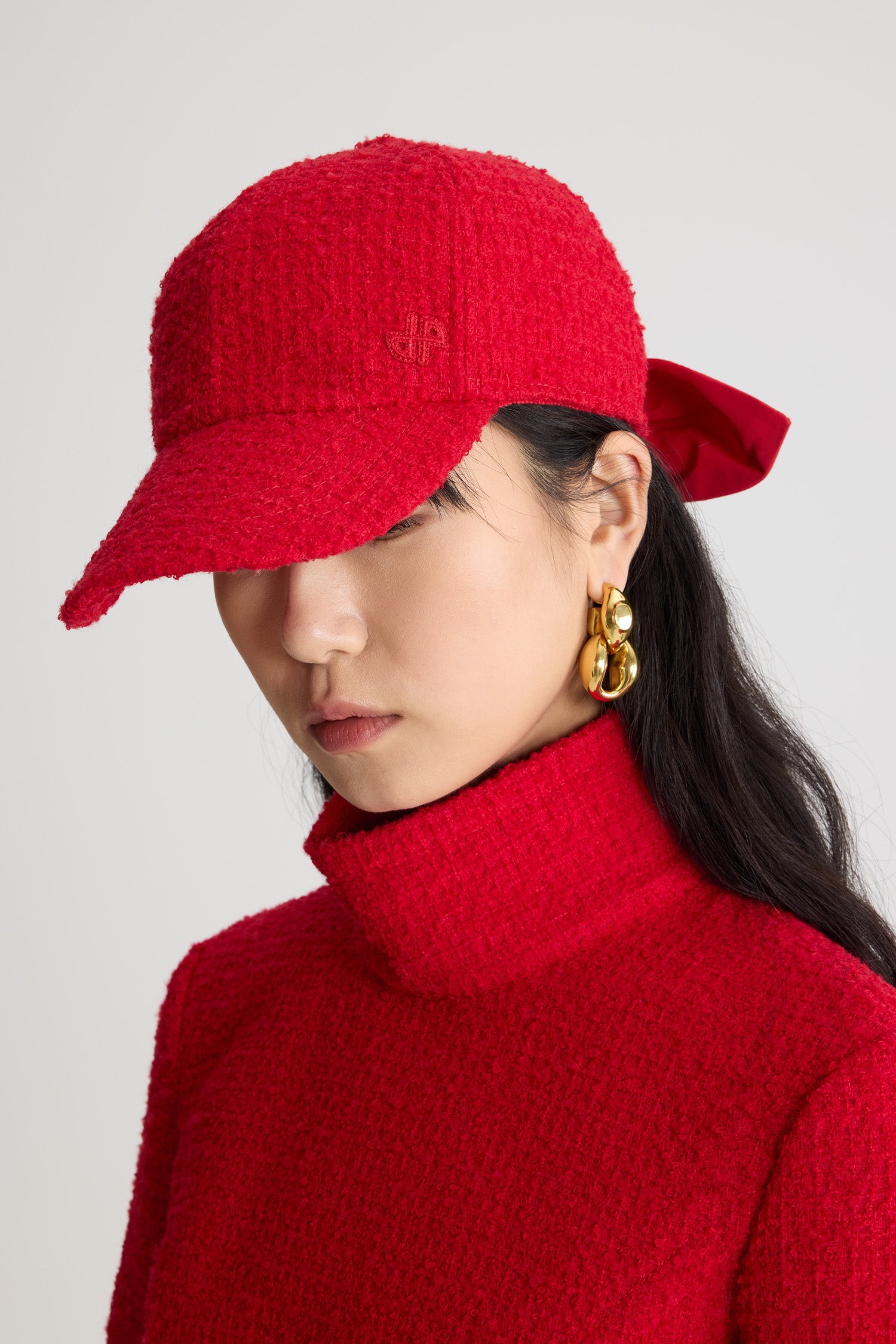 Patou AC111 casquette tweed rouge scarlet