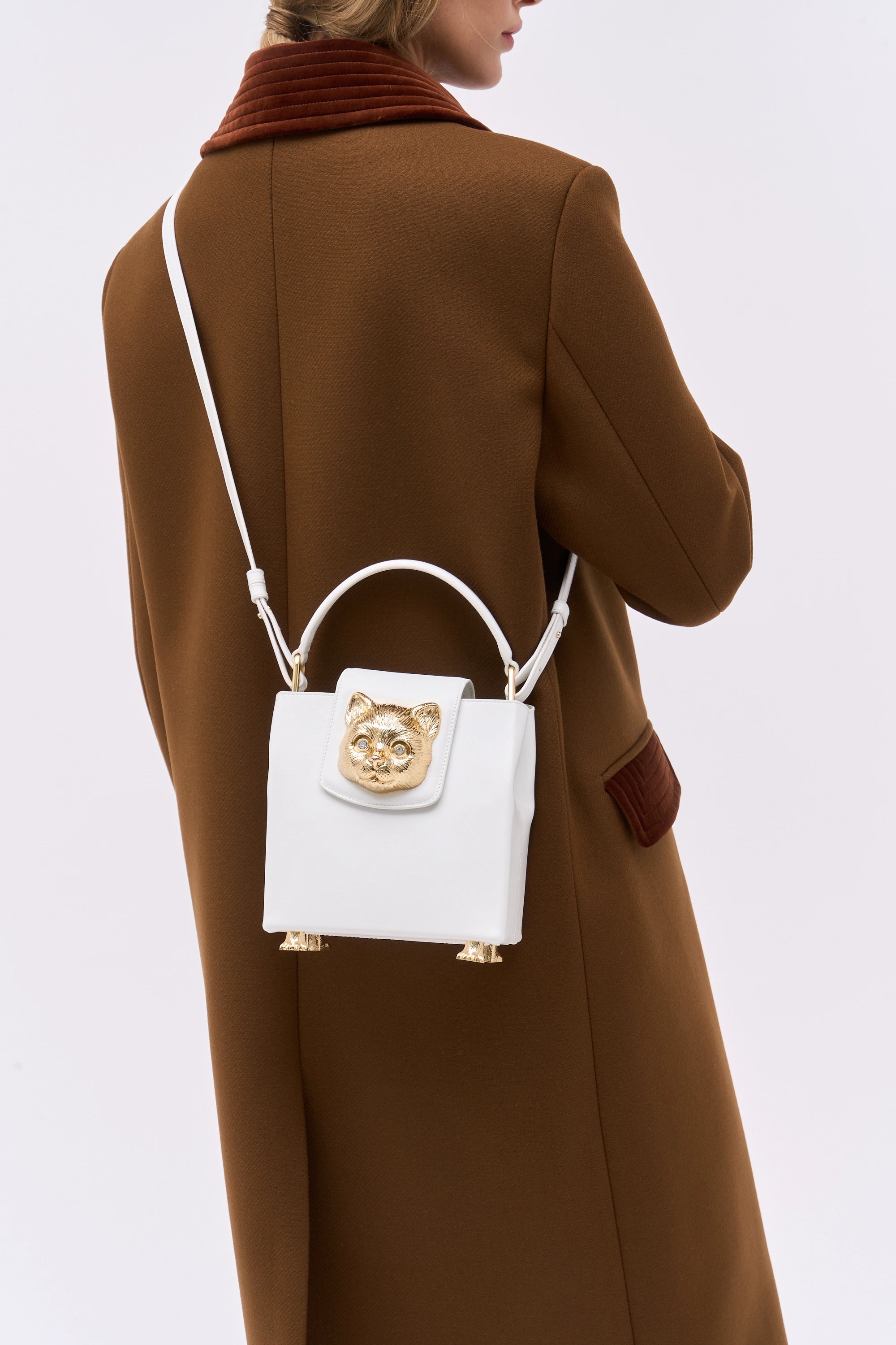Paul & Joe Charlotte sac cuir blanc tête de chat 17,5 cm