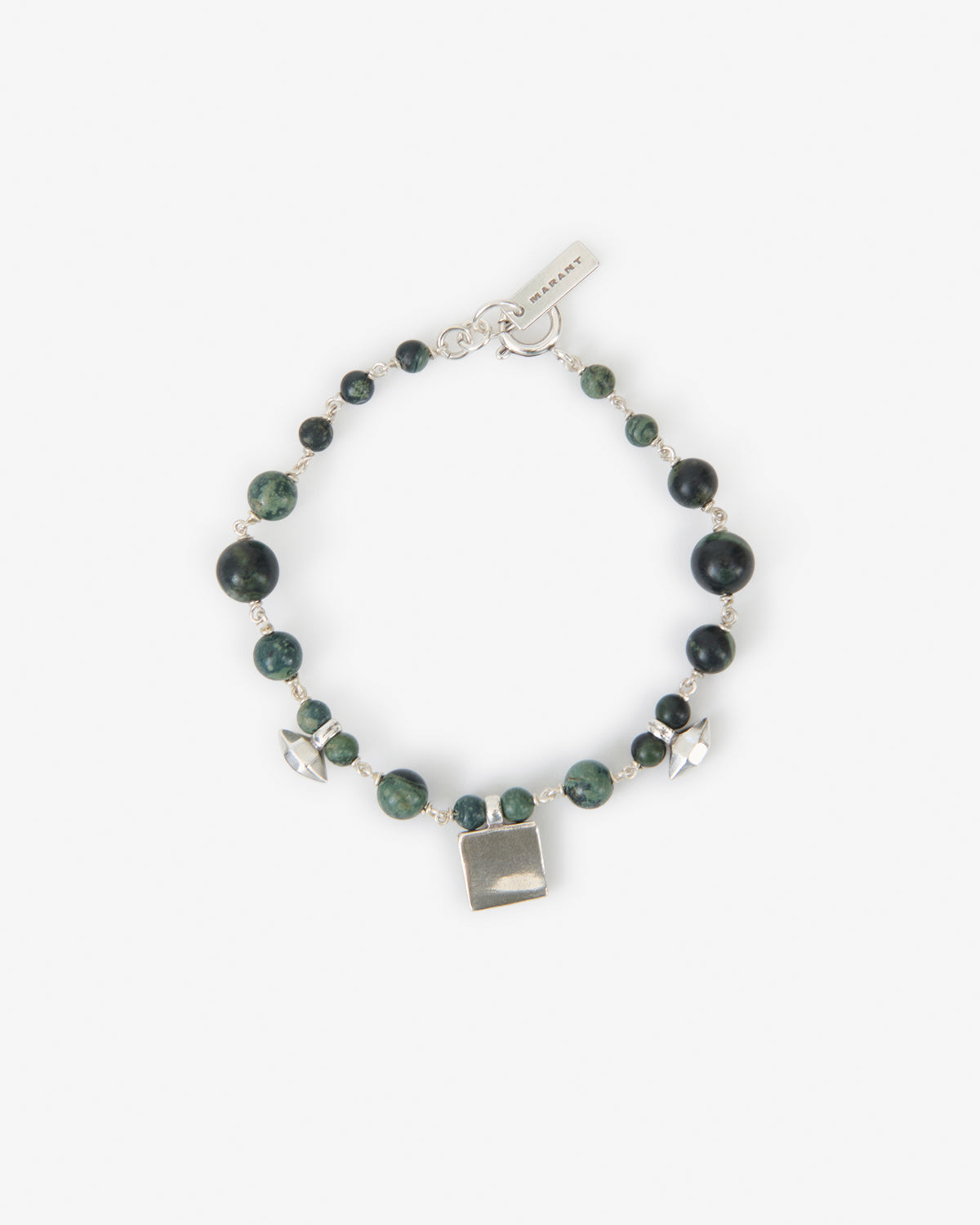 Isabel Marant Jack bracelet jaspe vert foncé-argenté