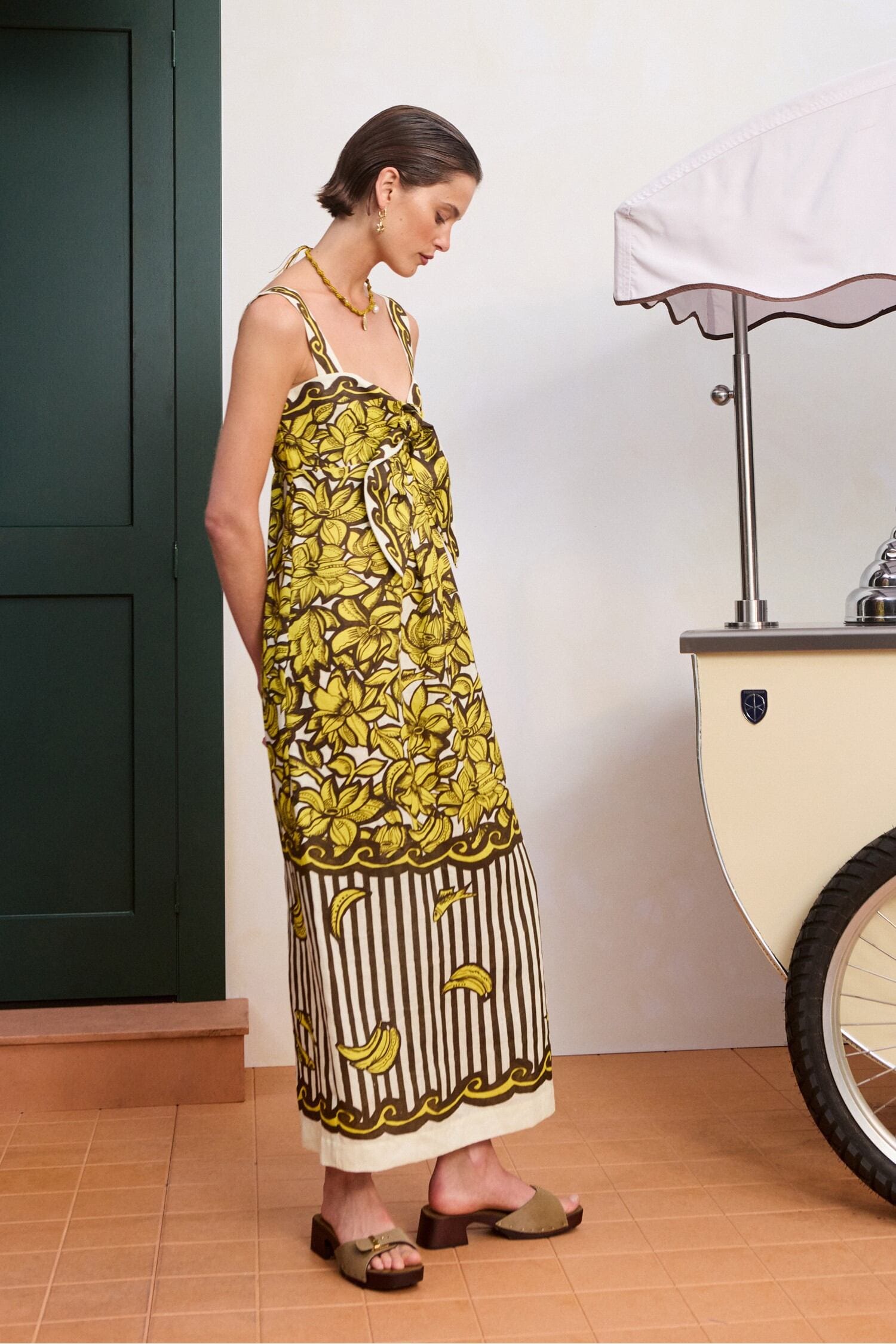 Alemaïs Mona robe midi chanvre nouée imprimé floral