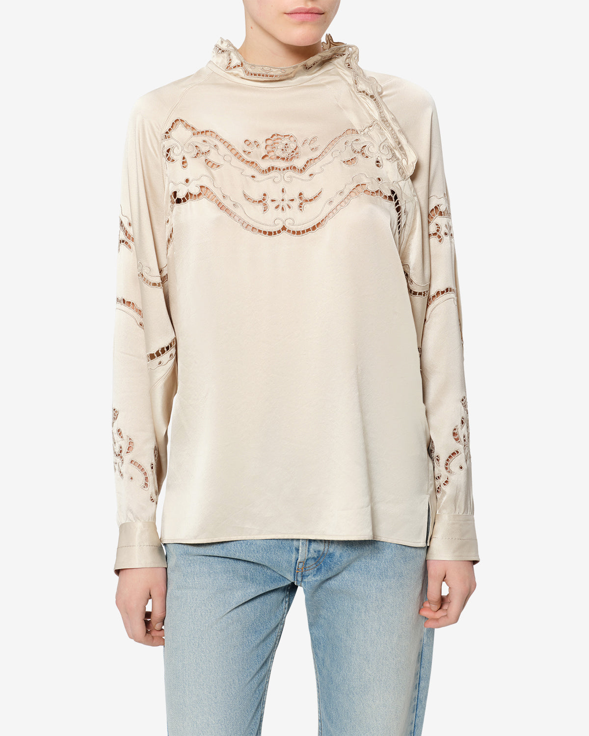 Isabel Marant Enelia Blouse champagne soie brodée