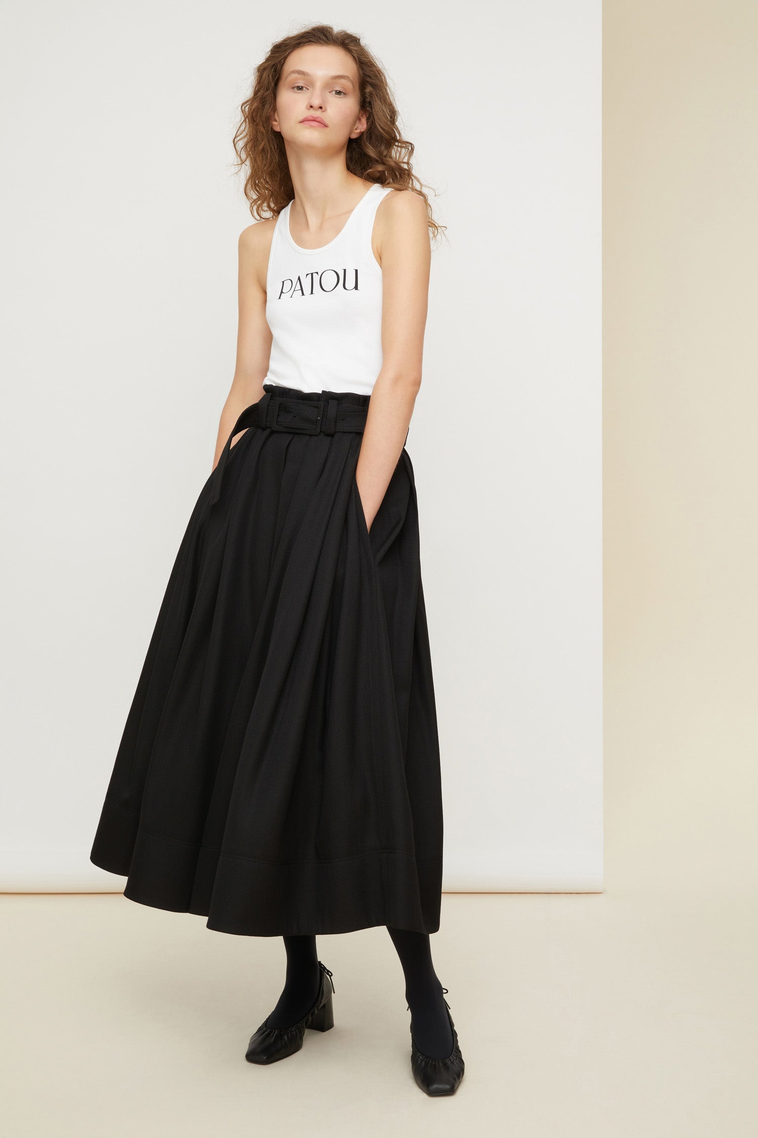 Patou H21SK016 jupe-culotte noire tricotine laine poches