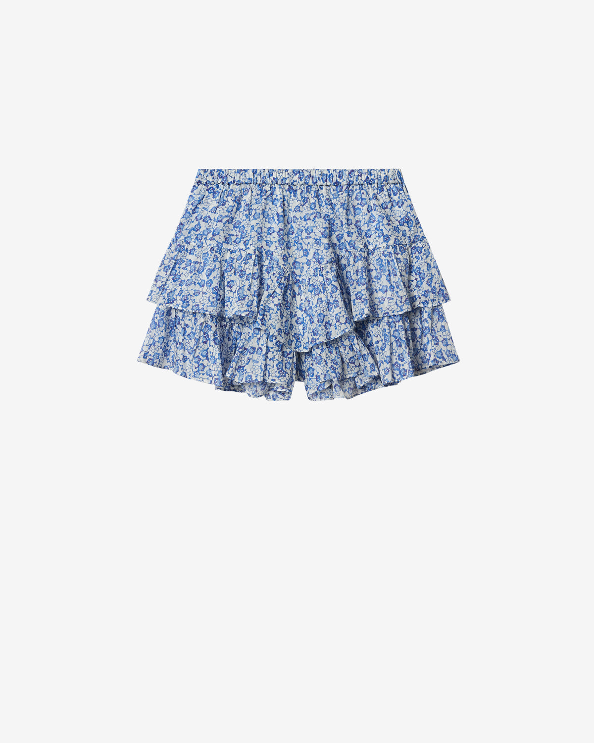 Isabel Marant Jocadia short coton bleu volants
