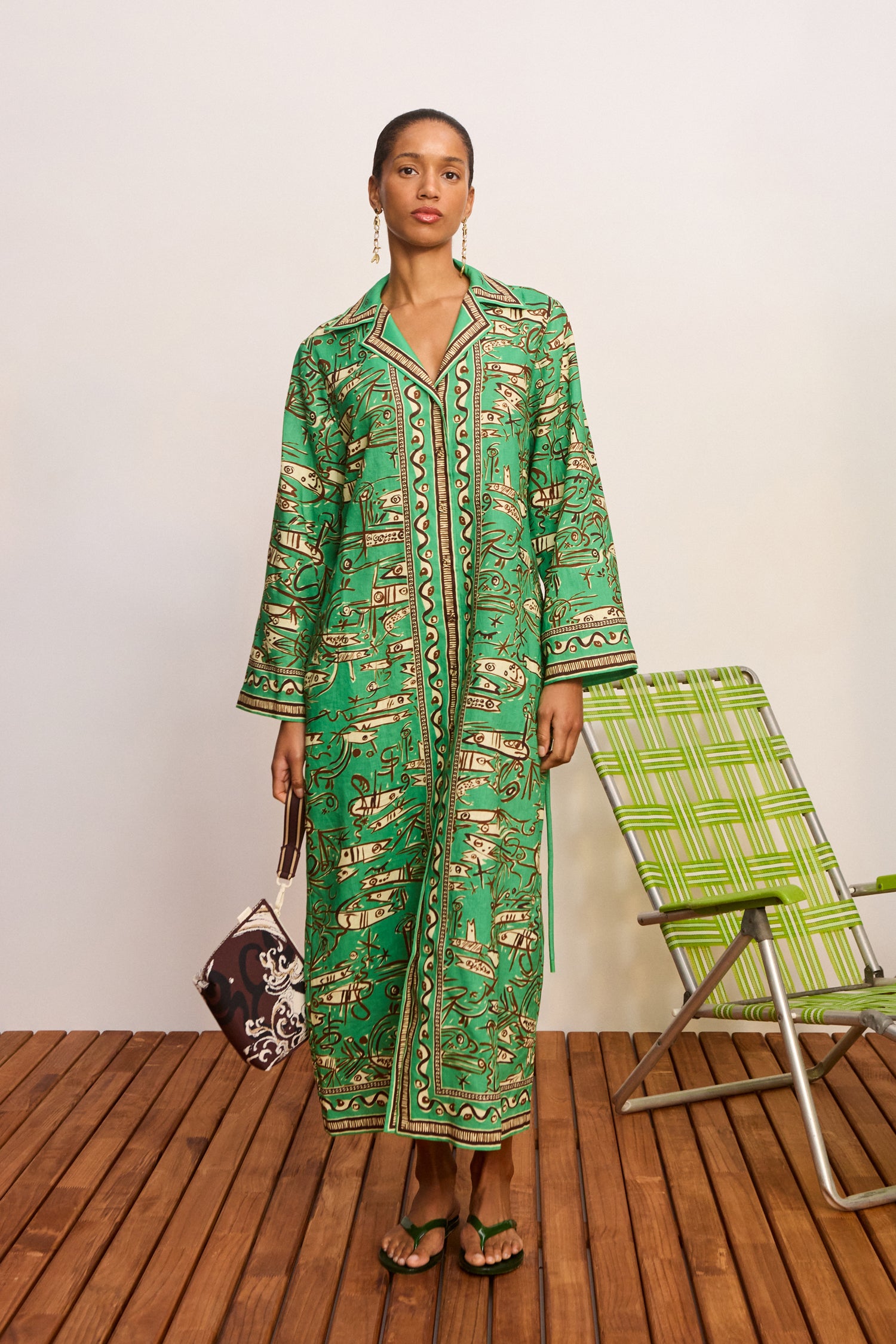 Alemäis Fish Sticks robe chemise midi lin poches
