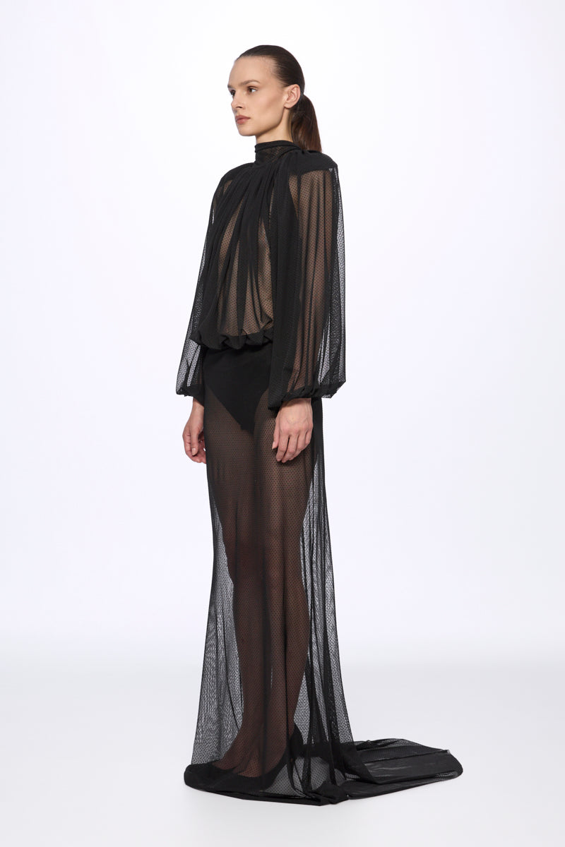 ATU Body Couture Two-piece sets ensemble pois body + jupe maxi mesh
