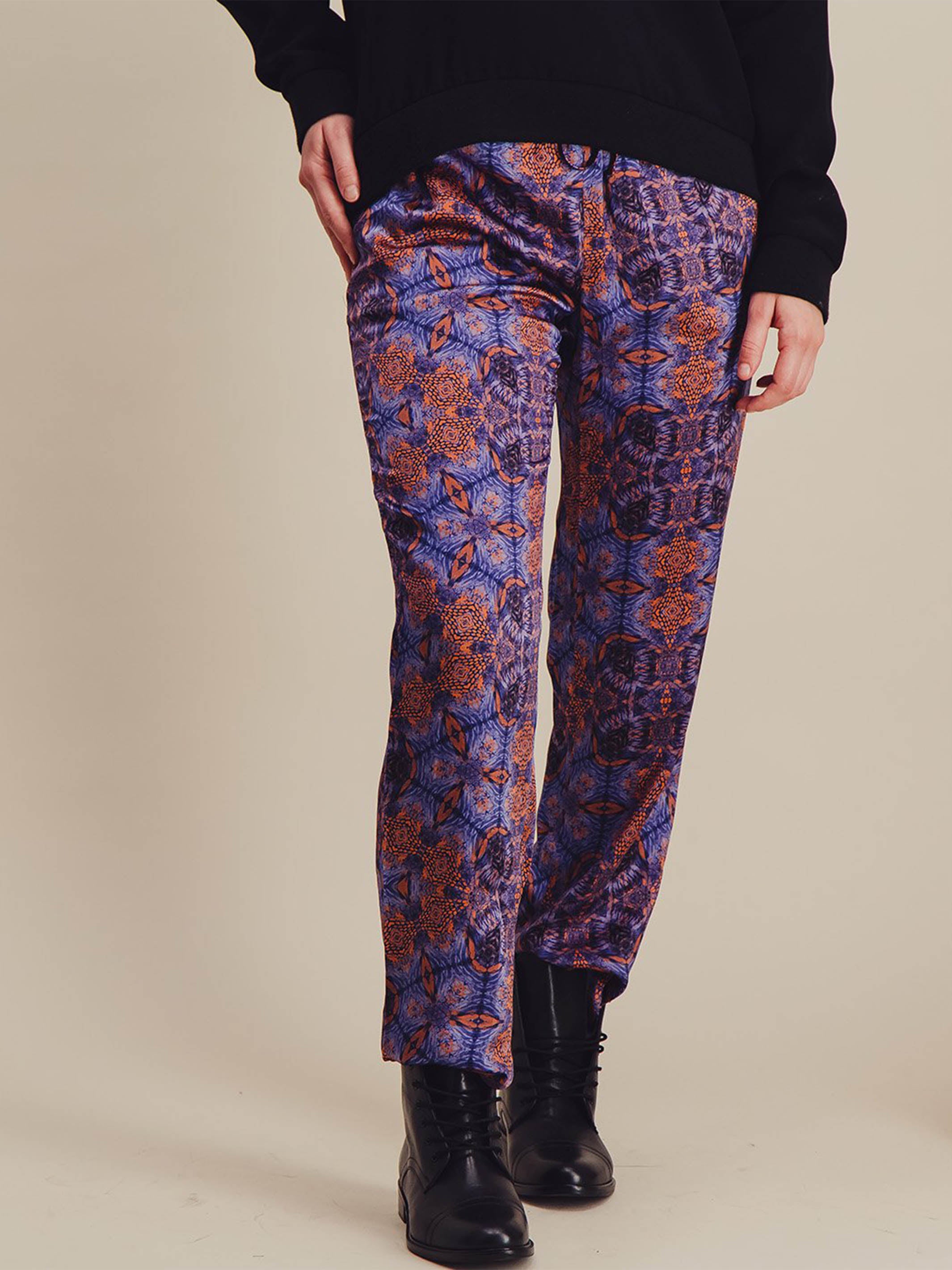 Anahide Saint André SIRIUS pantalon jogging soie bleu orange 38