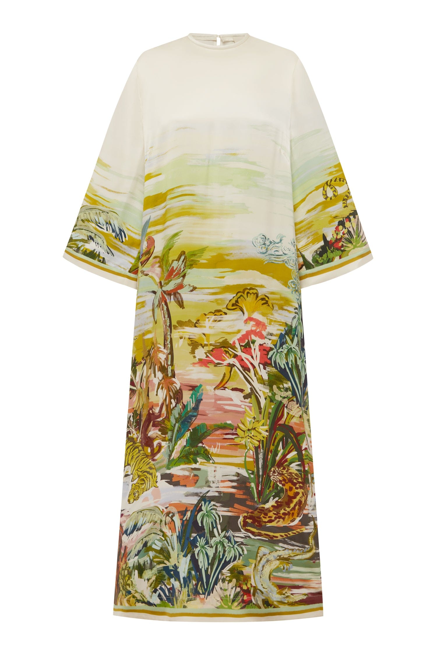 Alemäis Jungle Boogie robe midi soie imprimé jungle