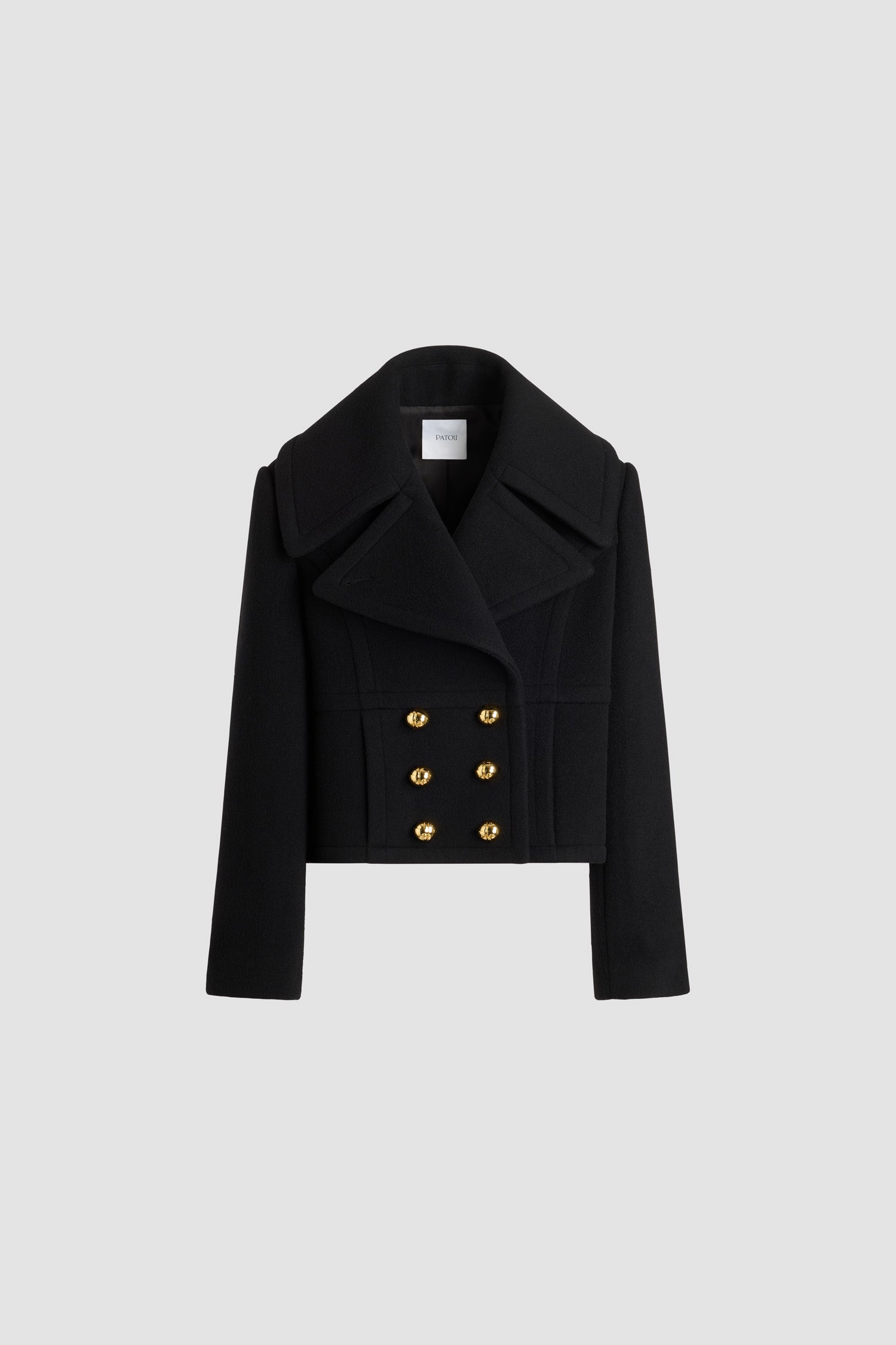 Patou Coats H25CO0310217 manteau laine noir cropped