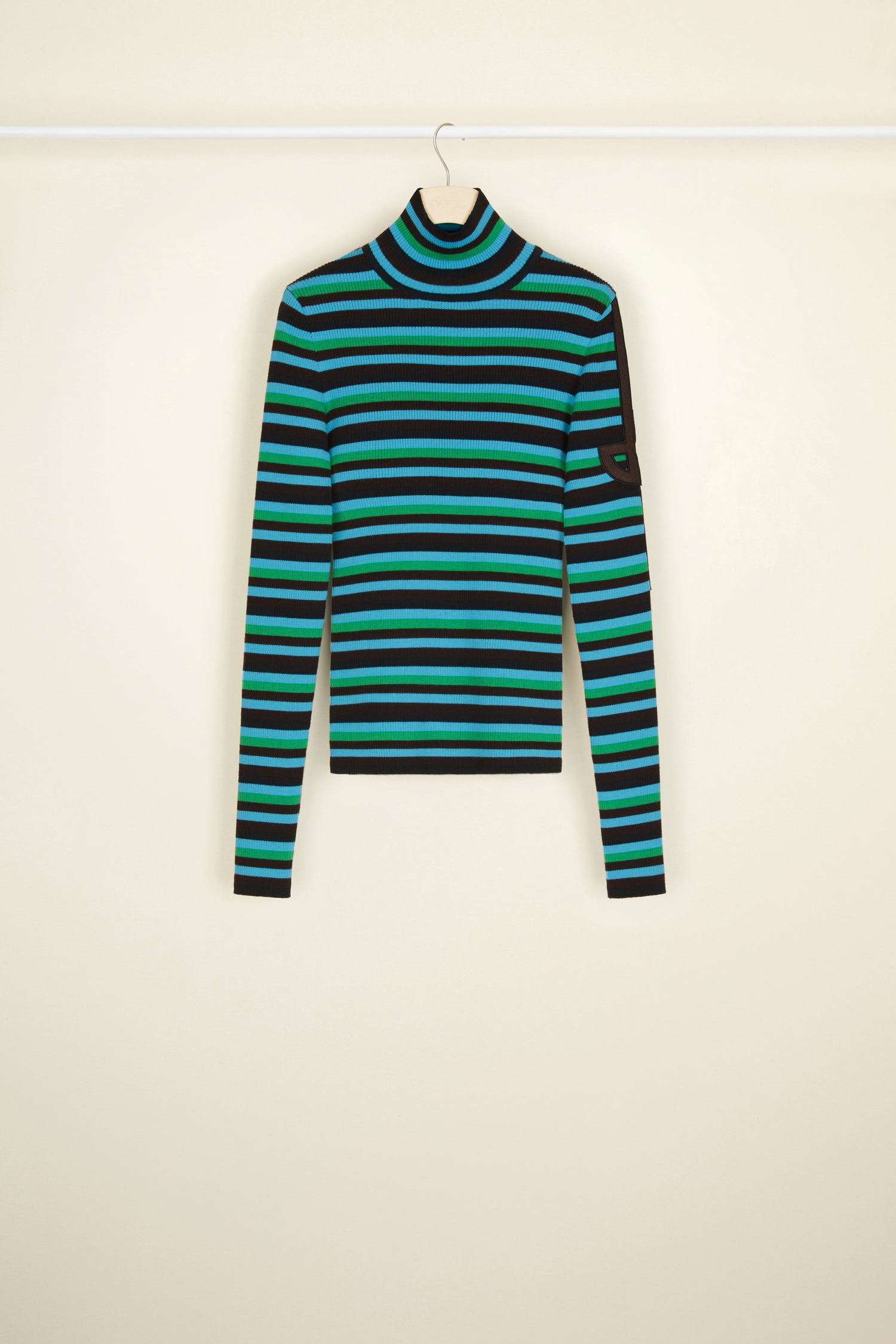 Patou Knitwear KN0568040701G pull vert rayé col montant