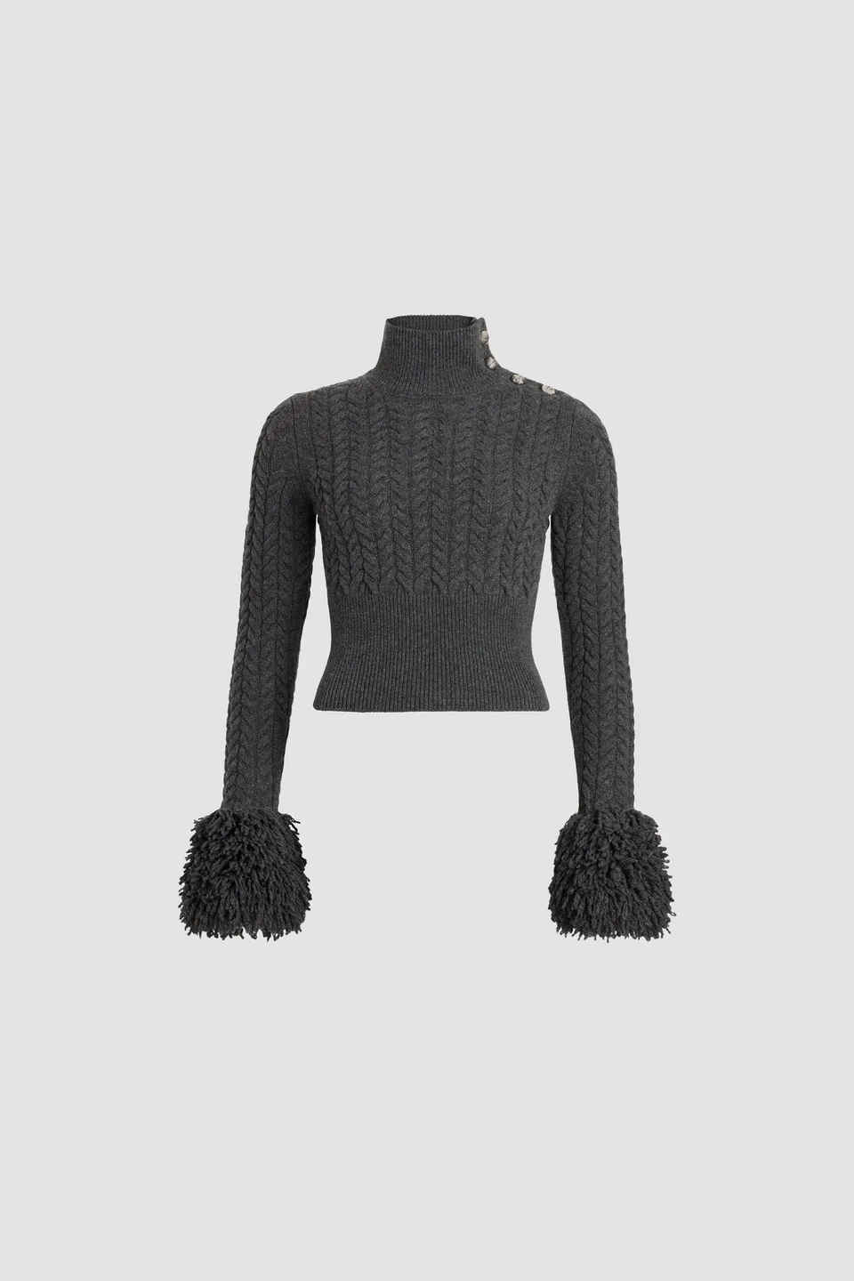 Patou H25KN2858041964G pull torsades gris cachemire