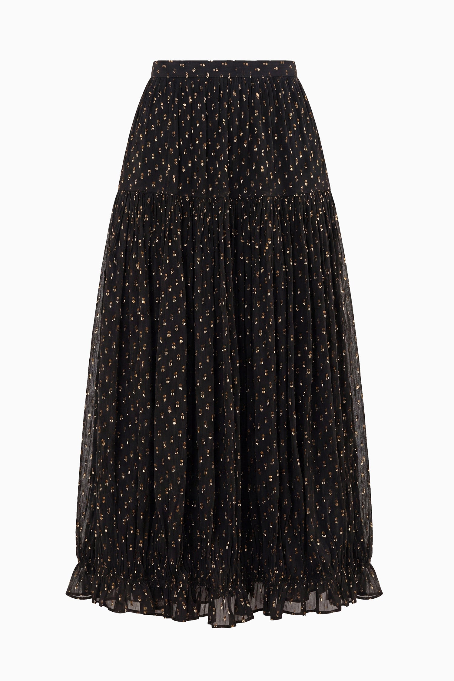 Ulla Johnson Floret FA260316 jupe soie Noir midi 100% soie
