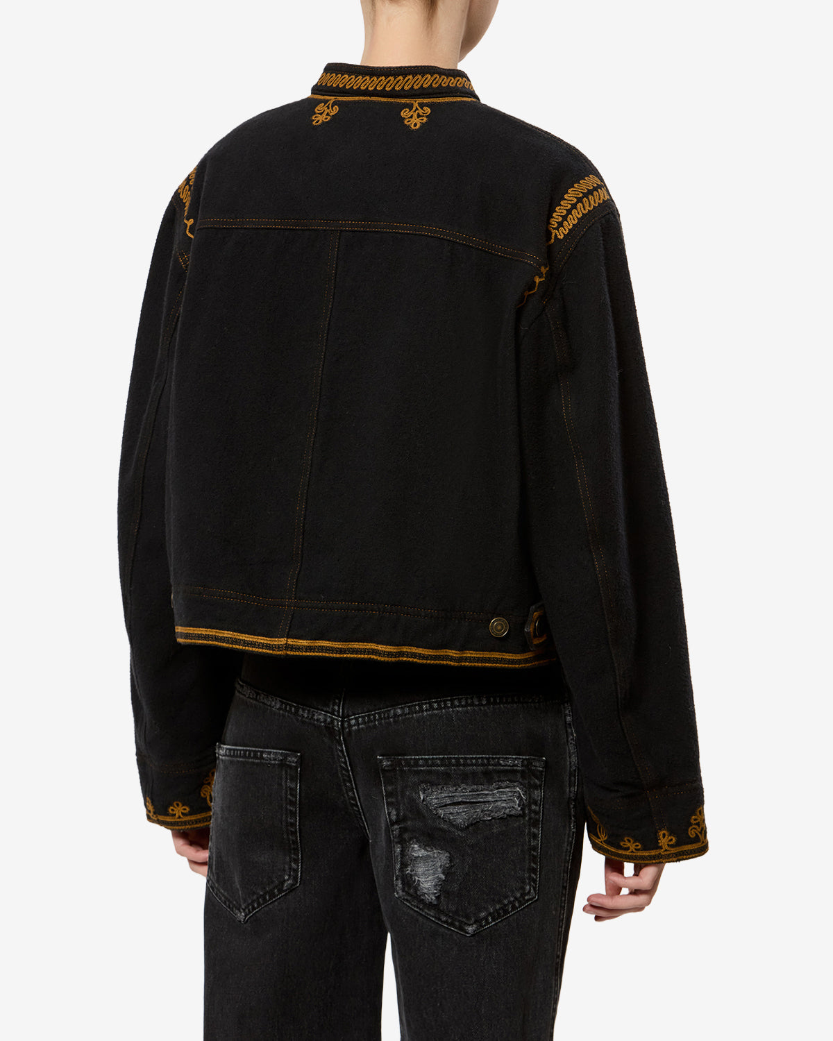 Isabel Marant Emalia veste denim noir broderies