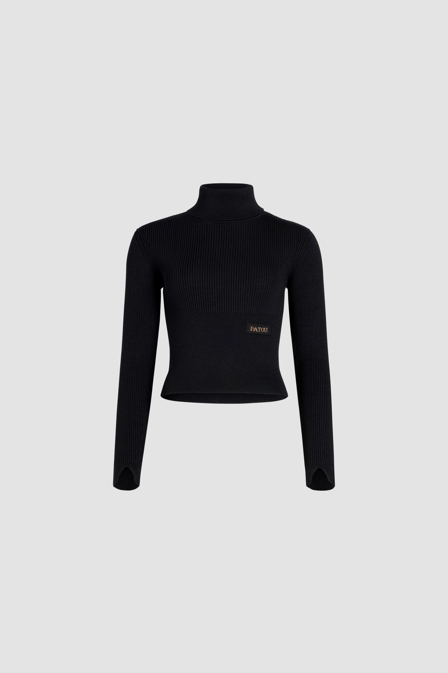 Patou KN184 pull col roulé laine cachemire noir