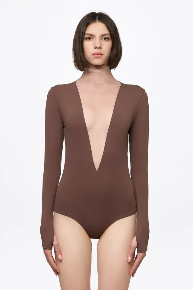 ATU Body Couture body marron col V tulle S