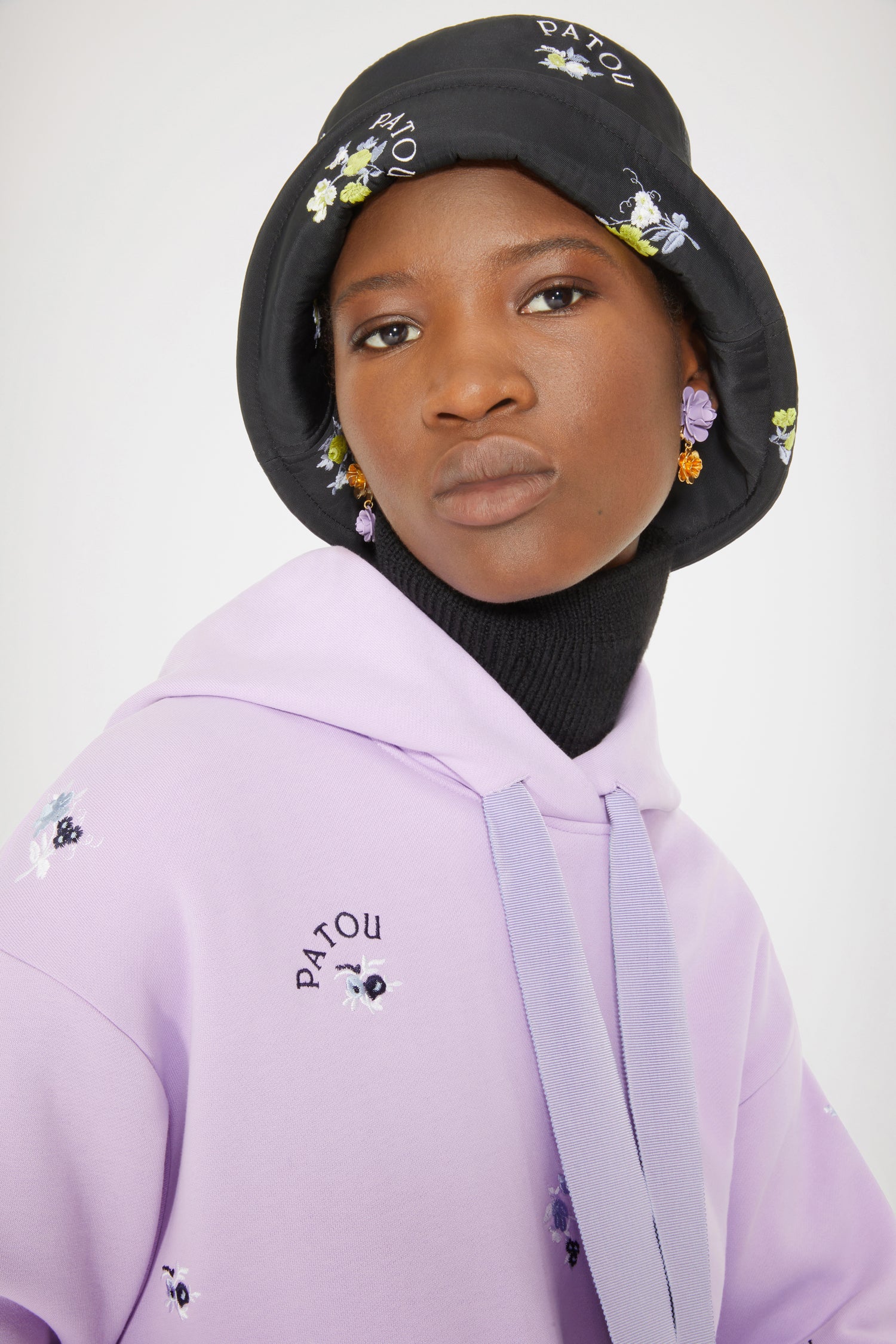Patou sweat hoodie coton bio lilas brodé oversize