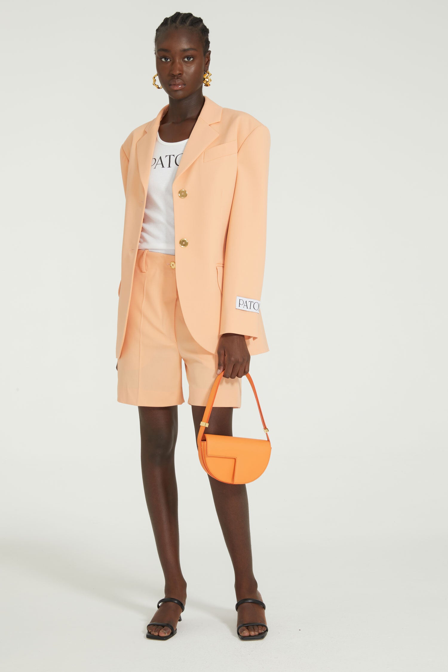 Patou P24JA0350103218O veste tailleur ceinturée orange