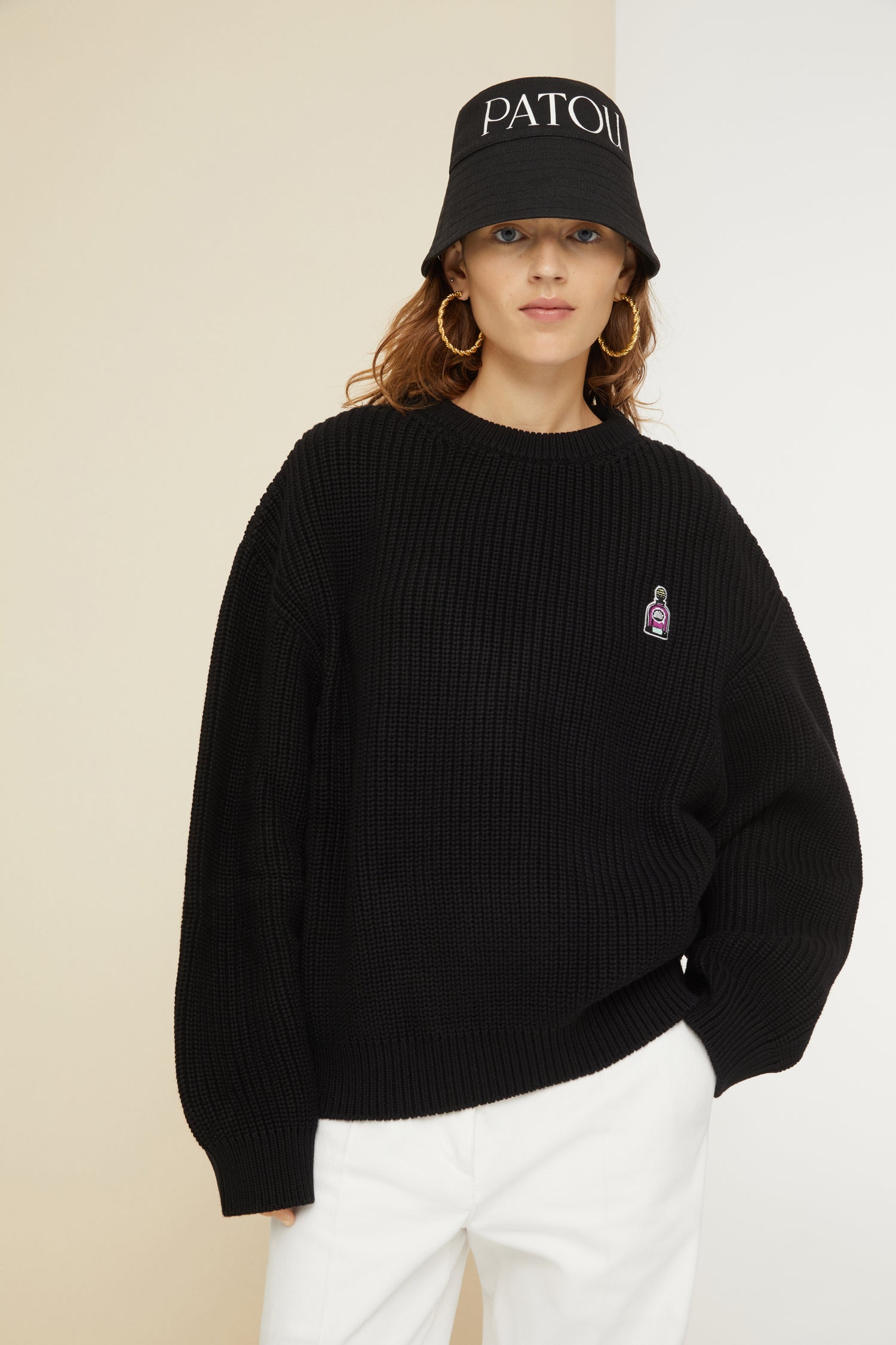 Patou P22KN081 pull laine noir oversize XS-XL