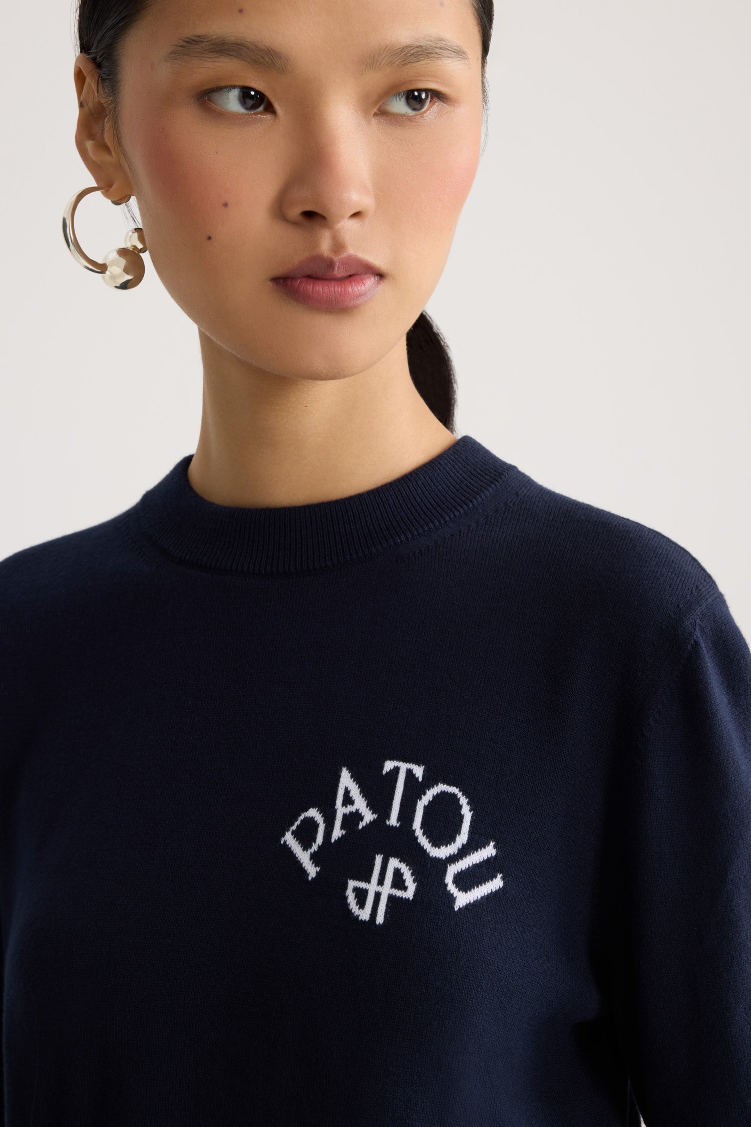 Patou KN300 pull coton manches courtes Deep Sea Blue