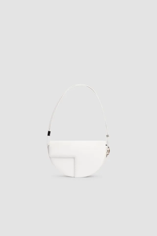 Patou Le Patou BA022 sac cuir blanc demi-lune White Silver TU