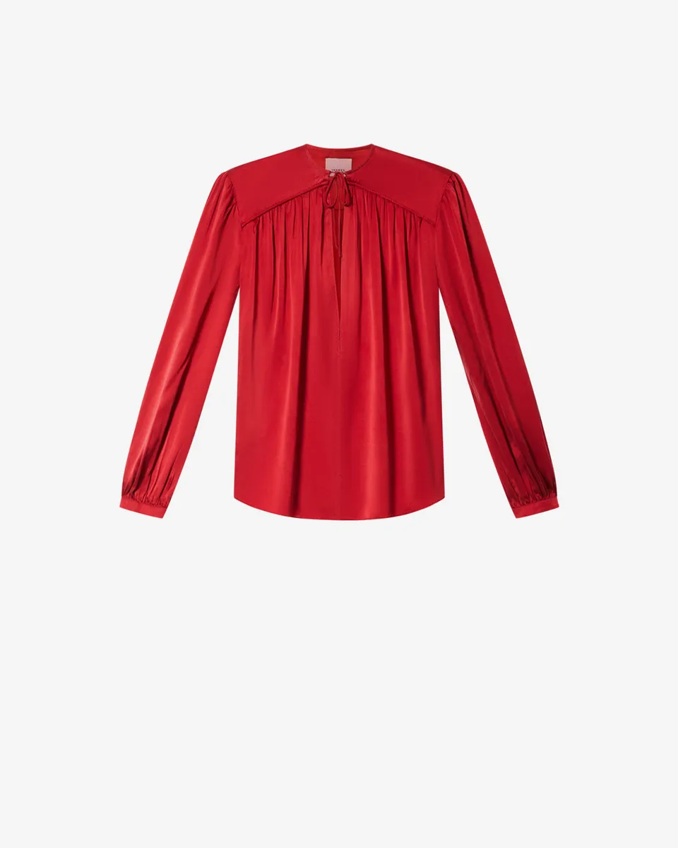 Isabel Marant Laraya blouse soie rouge ample