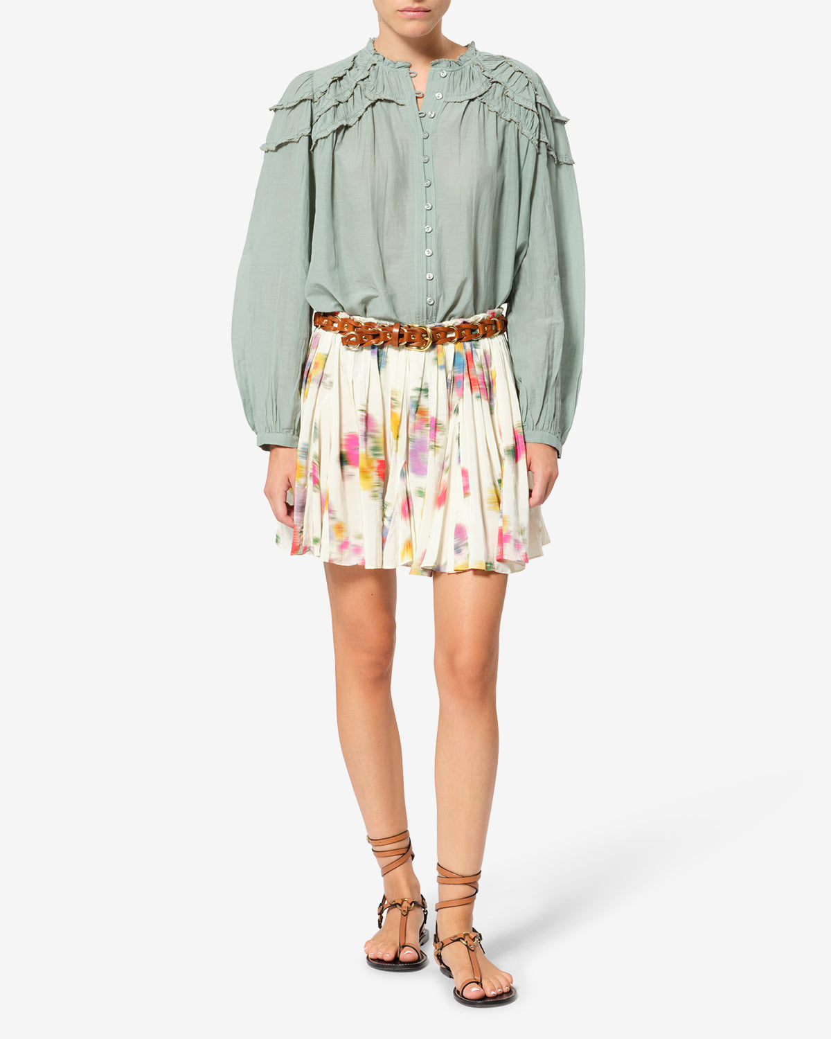 Isabel Marant Livy JU0497FA jupe plissée écru fleurs