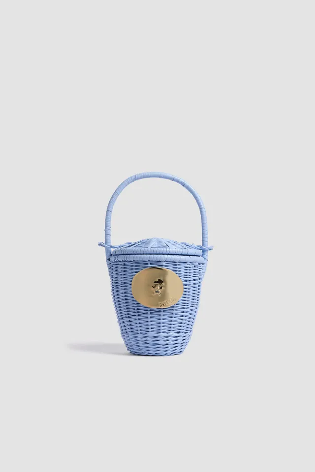 Patou Iconic sac seau osier AC003 bleu Riviera TU