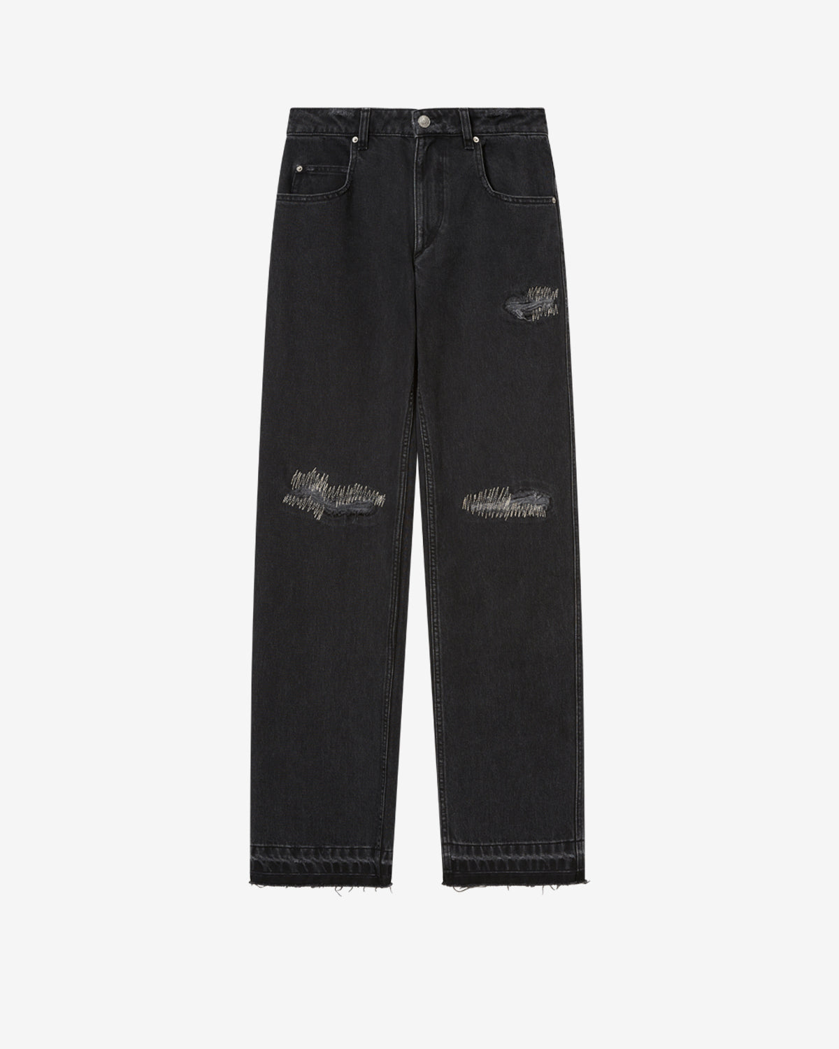 Isabel Marant Zeah jean droit noir délavé déchiré