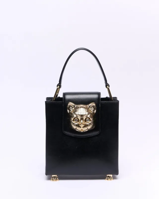 Paul & Joe Charlotte sac cuir noir tête chat