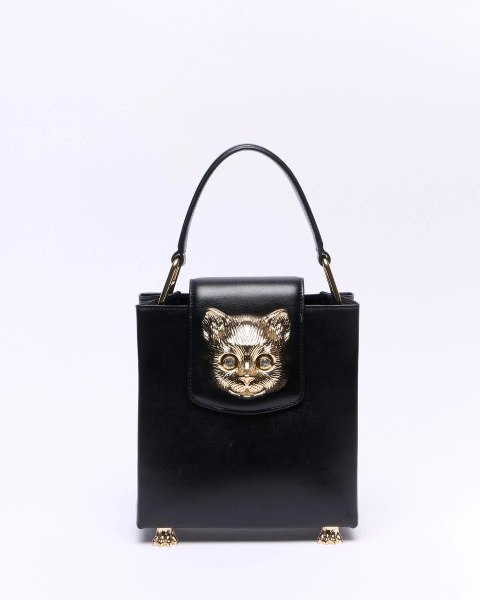 Paul & Joe Charlotte sac cuir noir tête chat