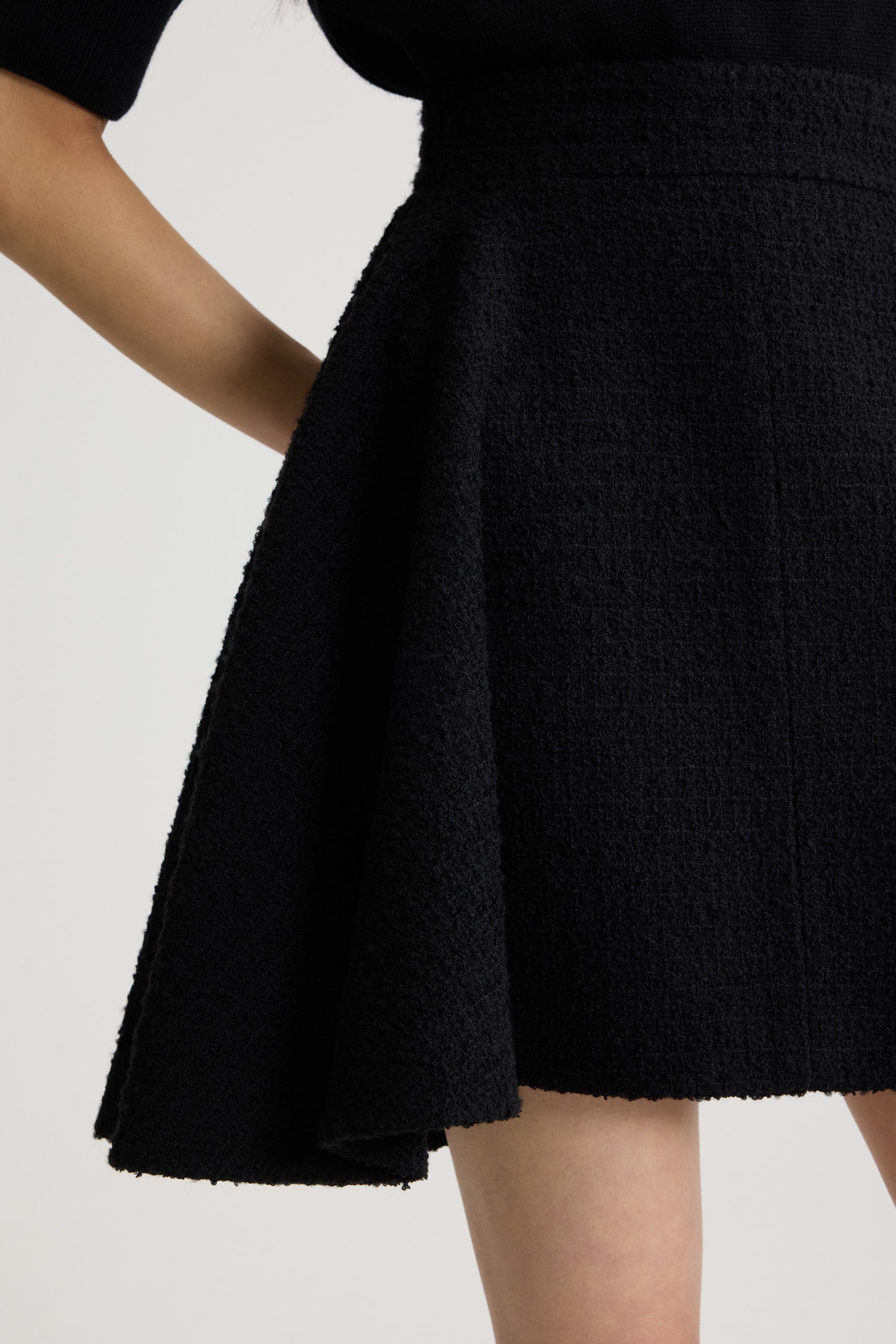 Patou SK0890223999B Jupe Tweed Noir Asymétrique