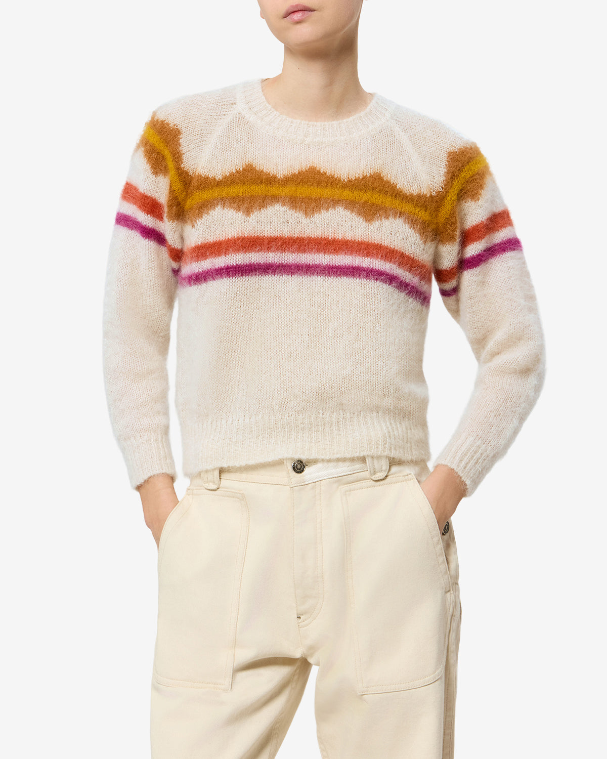 Isabel Marant Monette PU0930FA pull écru mohair rayures