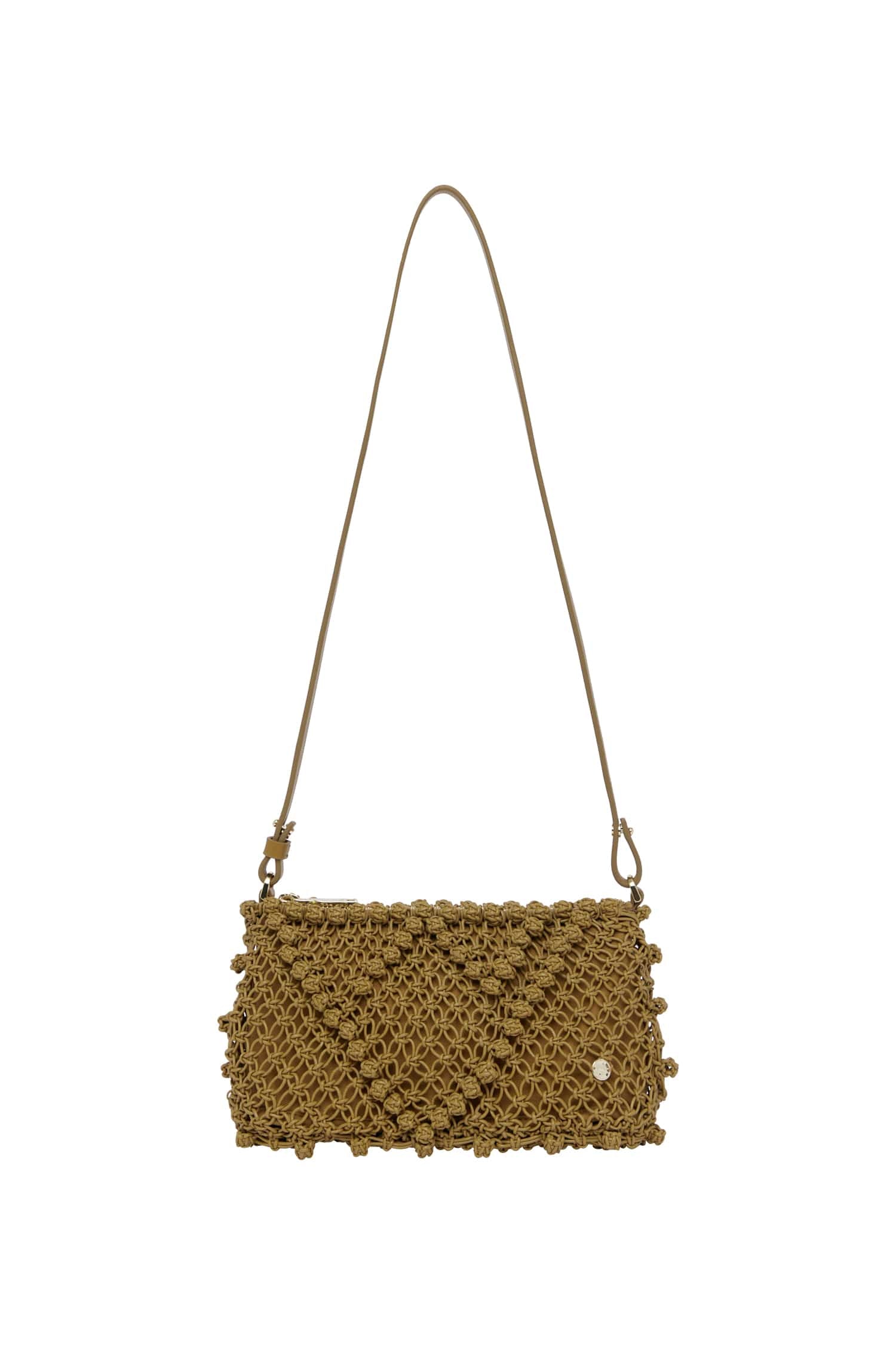 Alemäis Leather Macrame Pochette cuir olive