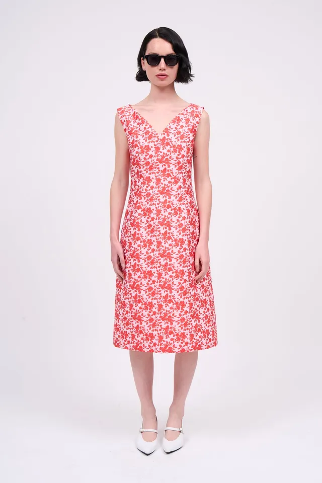 Paul & Joe Robe midi Monroe jacquard 3D cerisier fleurs
