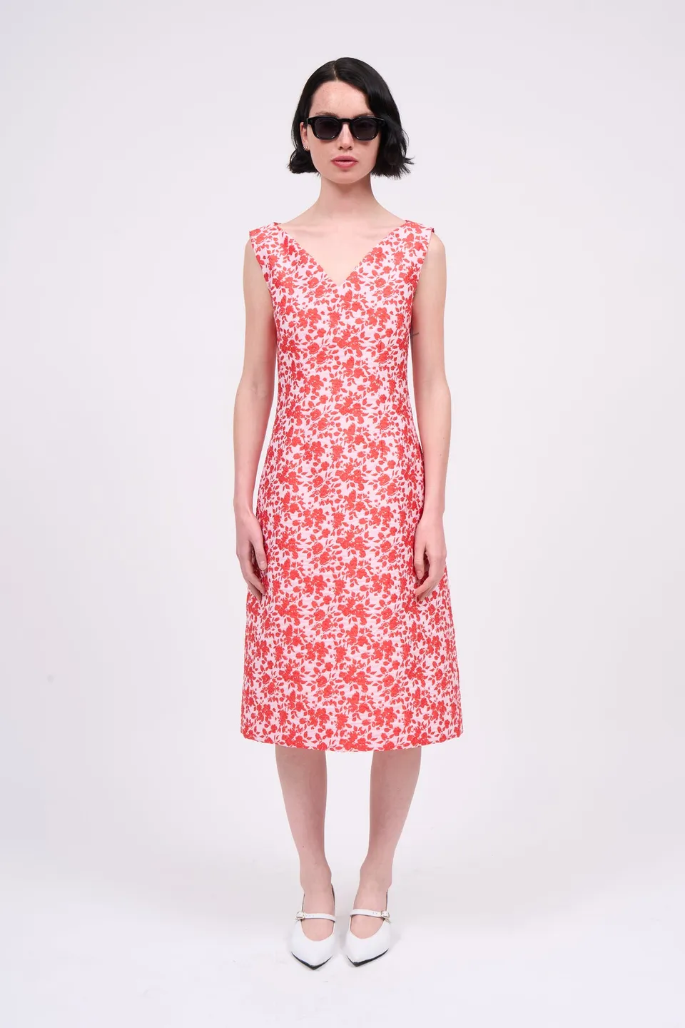 Paul & Joe Robe midi Monroe jacquard 3D cerisier fleurs