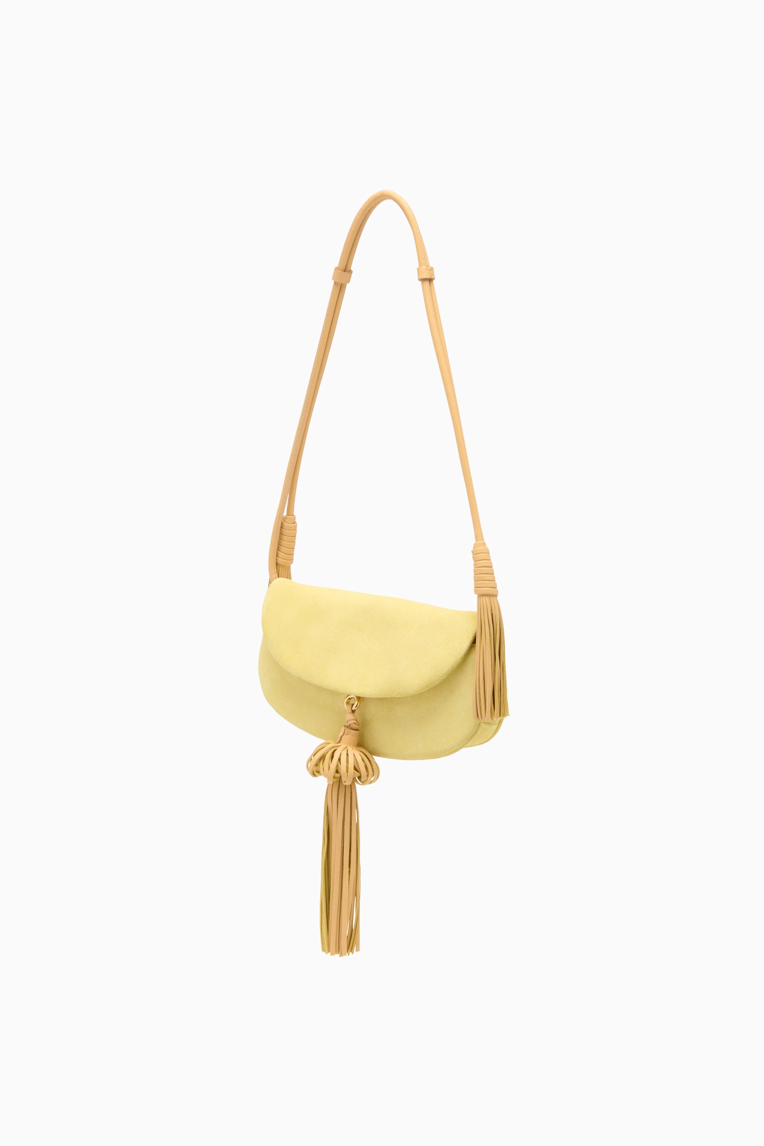 Ulla Johnson Paloma sac daim Mimosa jaune pompons