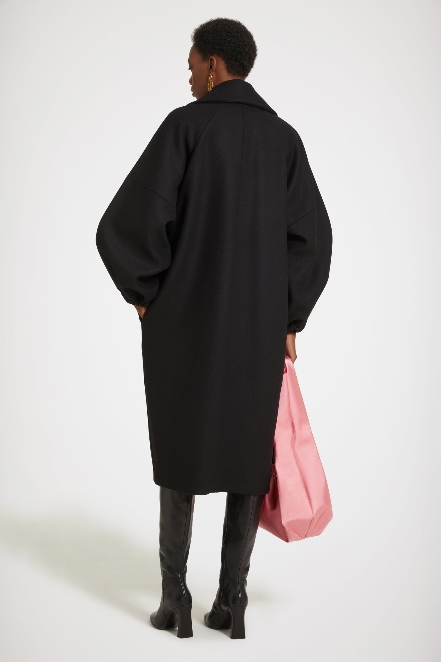 Patou Cocoon CO018 manteau laine noir feutre