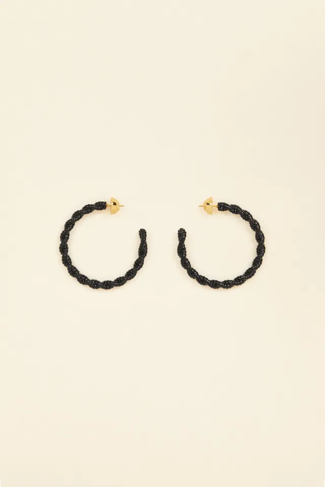 Patou JW073 boucles créoles tressées laiton Black noir