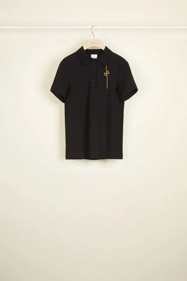 Patou P20JE0039998999B polo coton logo noir