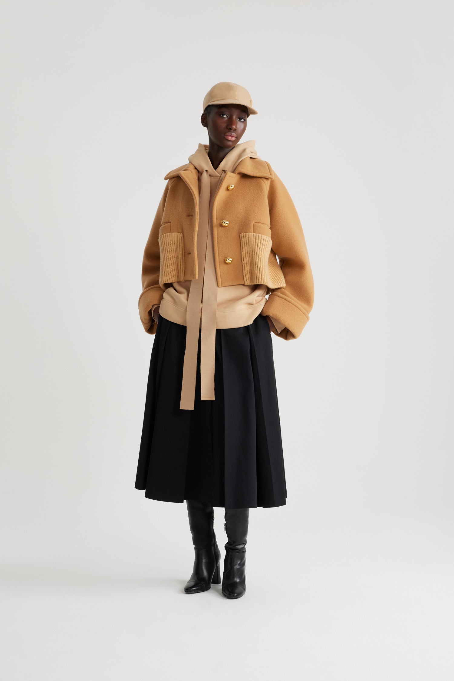 Patou Coats CO023 manteau laine biscuit Biscuit