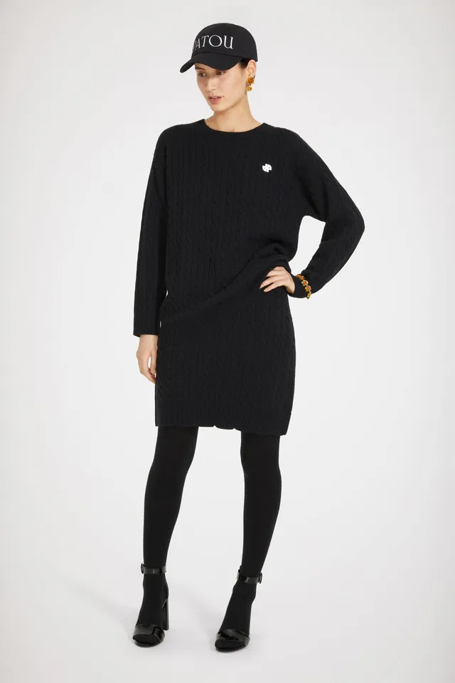 Patou KN108 pull torsadé laine mérinos noir JP