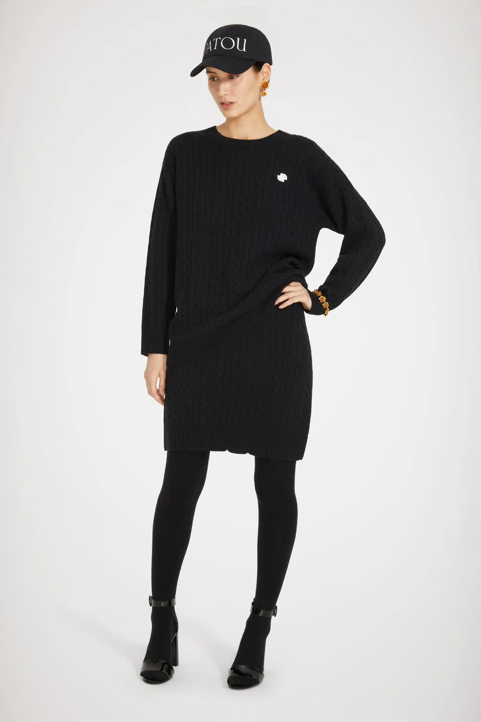 Patou KN108 pull torsadé laine mérinos noir JP