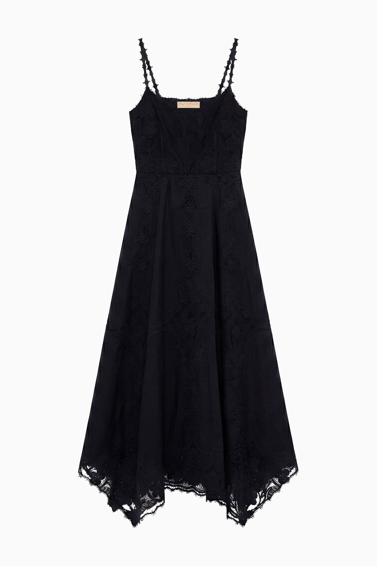 Ulla Johnson Flora robe en lin Noir midi brodée