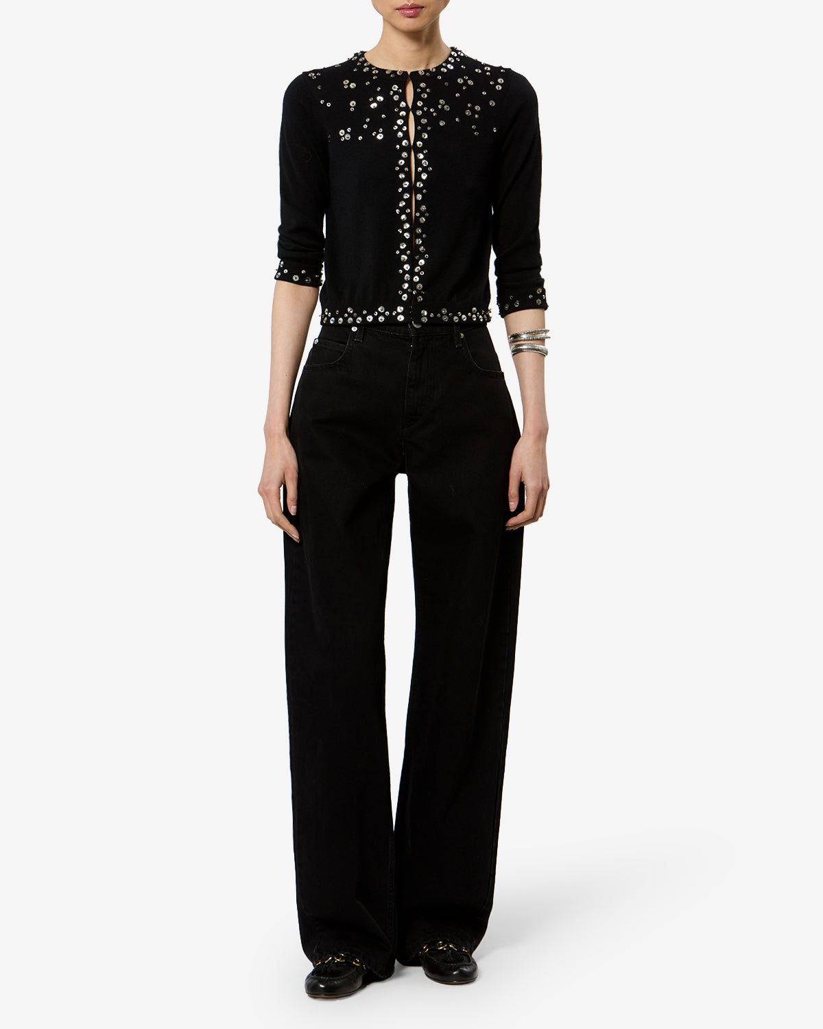 Isabel Marant Amaria cardigan soie noir sequins
