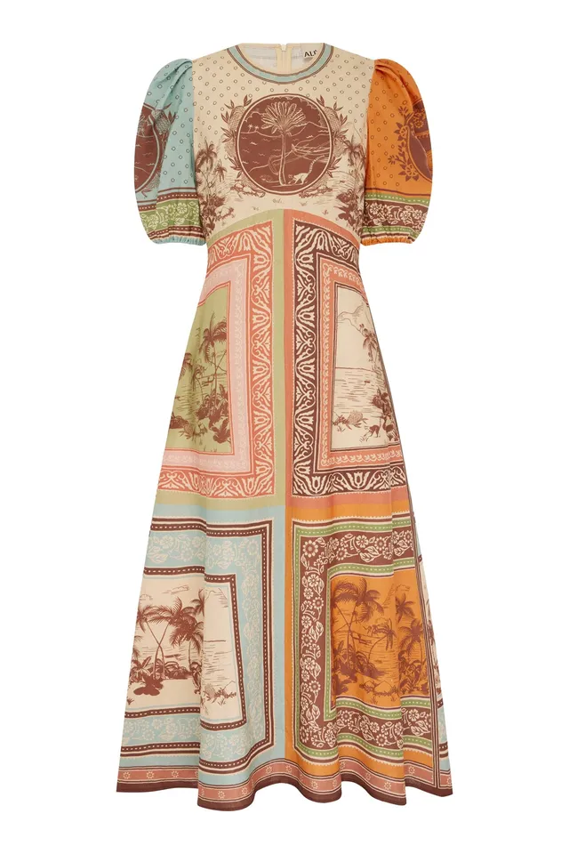 Alemais Alberta robe midi lin taille 8
