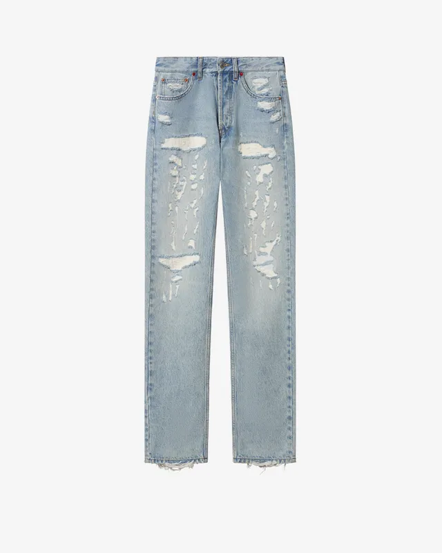 Isabel Marant Daya Regular jean bleu usé destroy coton
