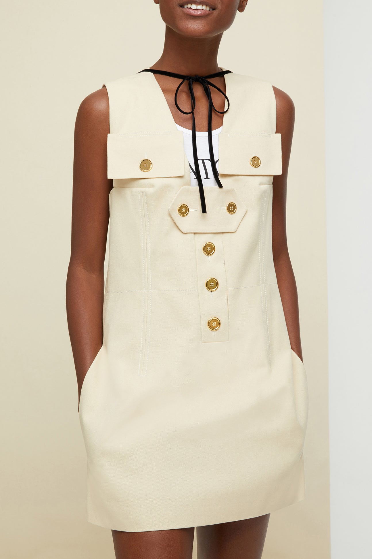 Patou P20DR0030027102V robe safari Vanilla coton
