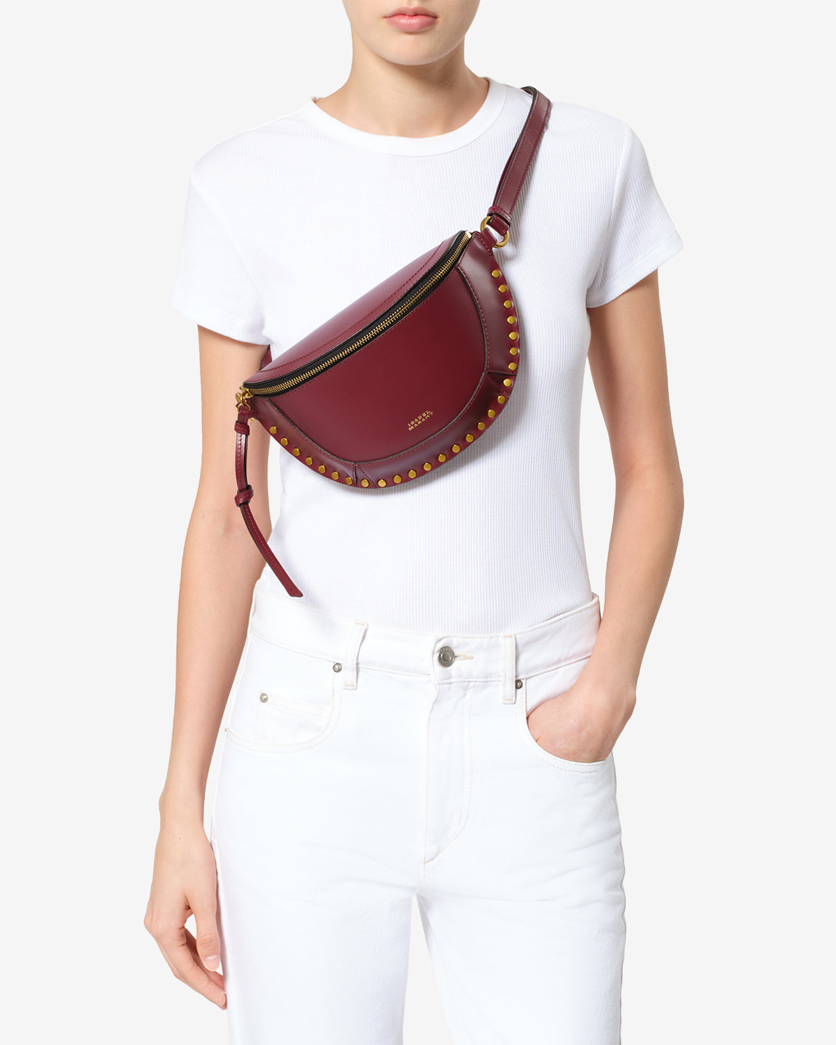 Isabel Marant Skano BJ0001 sac banane bordeaux cuir